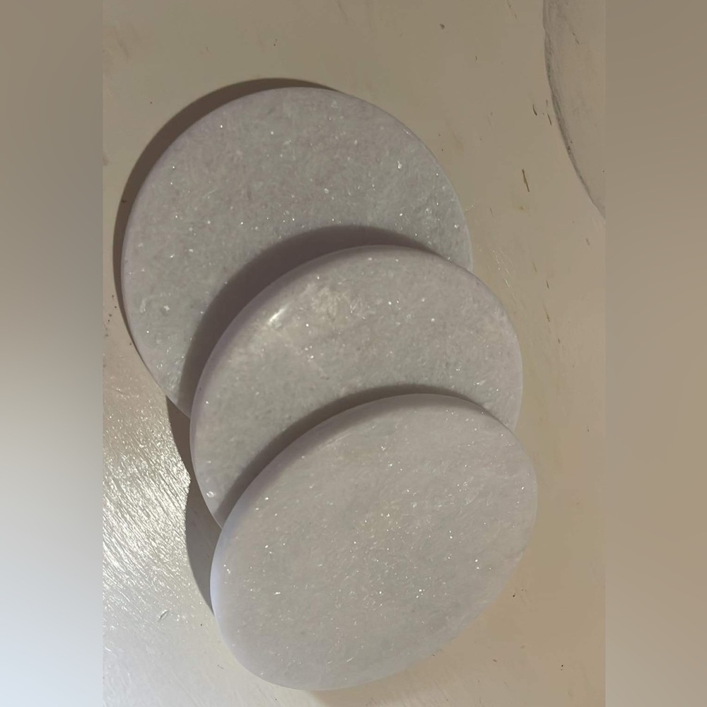 set of 3 round marble coasters